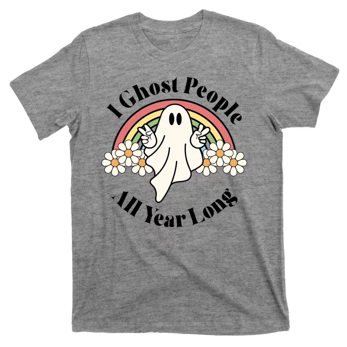 I Ghost People All Year Long Halloween Rainbow T-Shirt