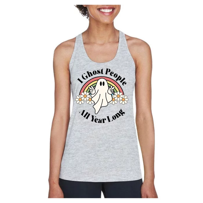 I Ghost People All Year Long Halloween Rainbow Women's Racerback Tank