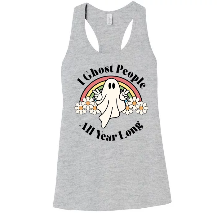 I Ghost People All Year Long Halloween Rainbow Women's Racerback Tank