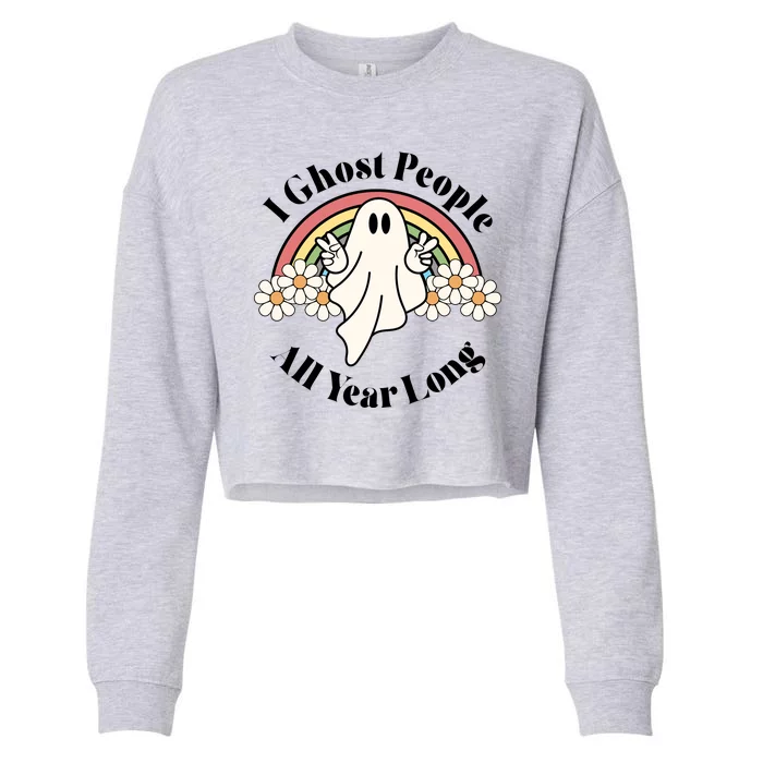 I Ghost People All Year Long Halloween Rainbow Cropped Pullover Crew