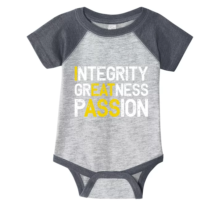 Integrity Greatness Passion Funny Infant Baby Jersey Bodysuit