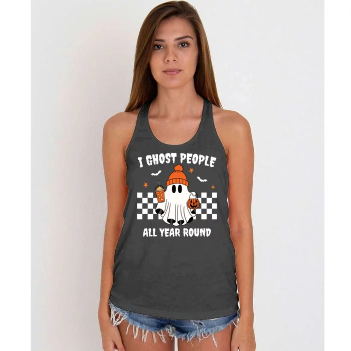 I Ghost People All Year Round Halloween Funny Women's Knotted Racerback Tank