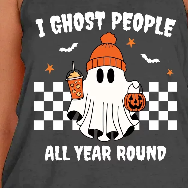 I Ghost People All Year Round Halloween Funny Women's Knotted Racerback Tank