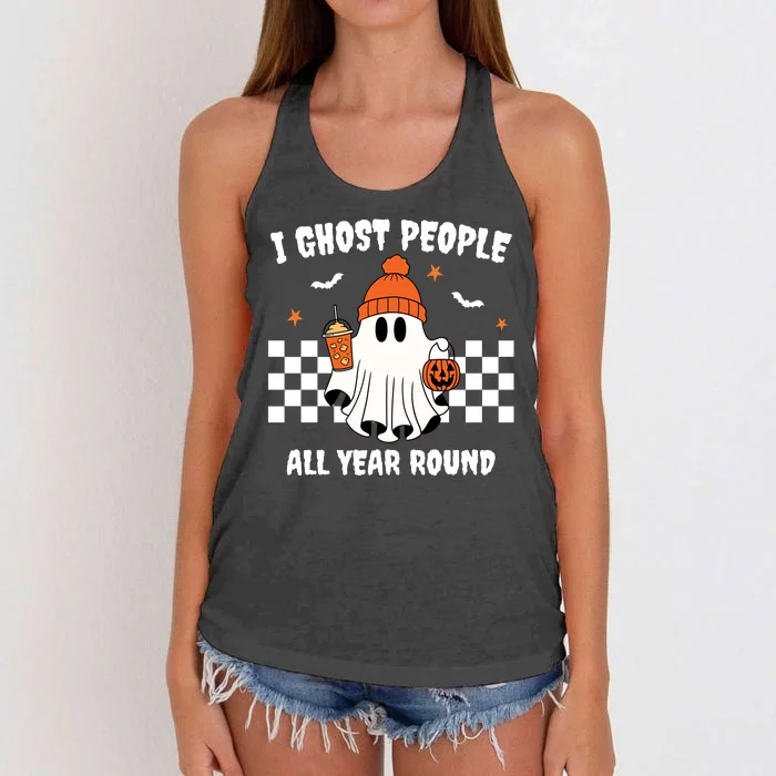 I Ghost People All Year Round Halloween Funny Women's Knotted Racerback Tank