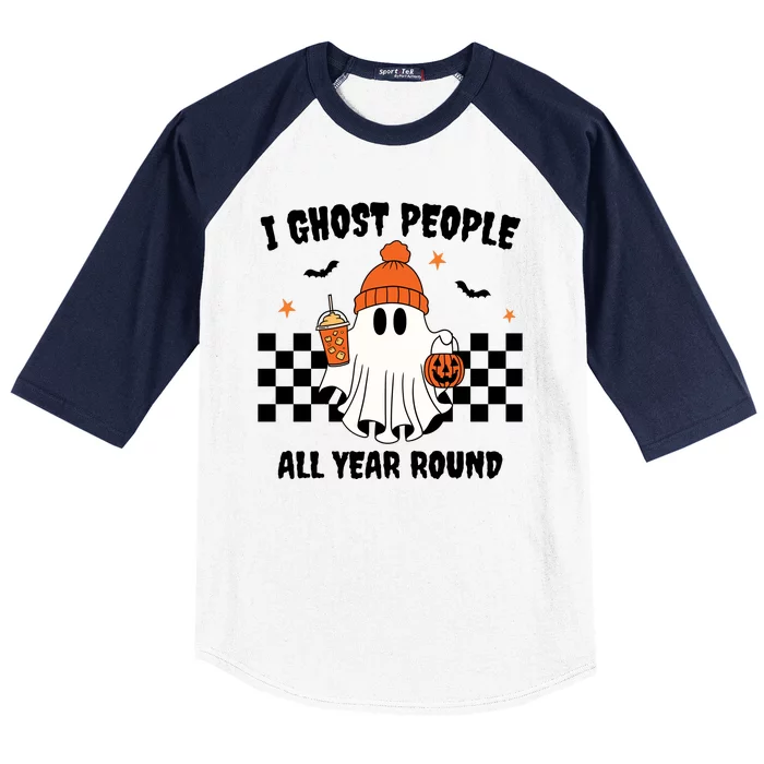 I Ghost People All Year Round Halloween Funny Baseball Sleeve Shirt