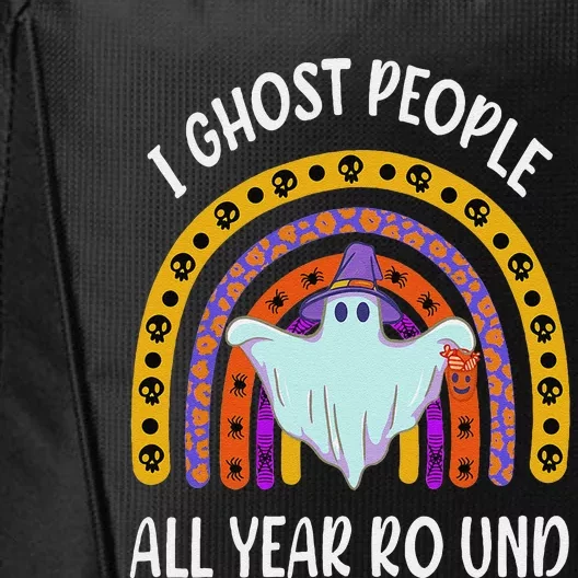 I Ghost People All Year Round Funny Rainbow Ghost Halloween City Backpack