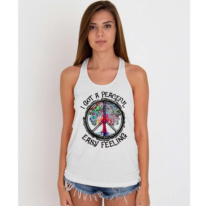 I Got Peaceful Easy Feeling Hippie Peaceful Women's Knotted Racerback Tank