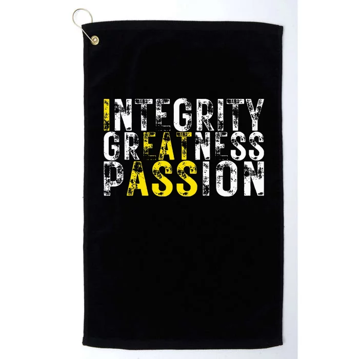 Integrity Greatness Passion Platinum Collection Golf Towel