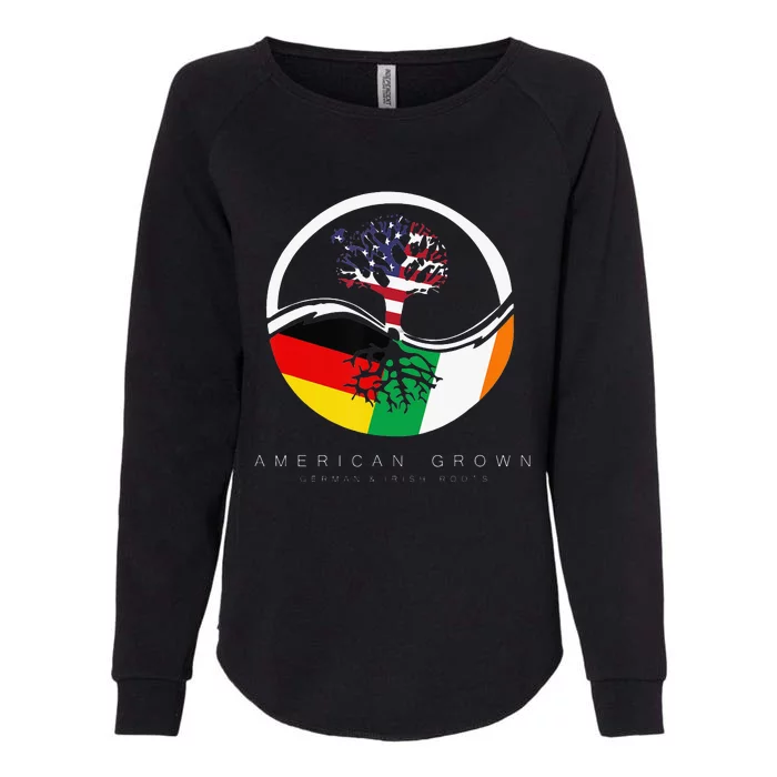 Irish German Roots American Grown With Flag Womens California Wash Sweatshirt