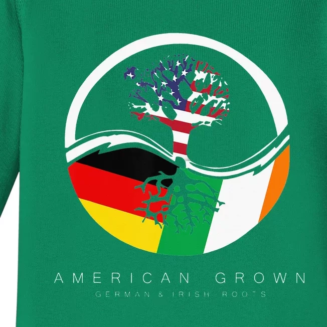 Irish German Roots American Grown With Flag Baby Long Sleeve Bodysuit