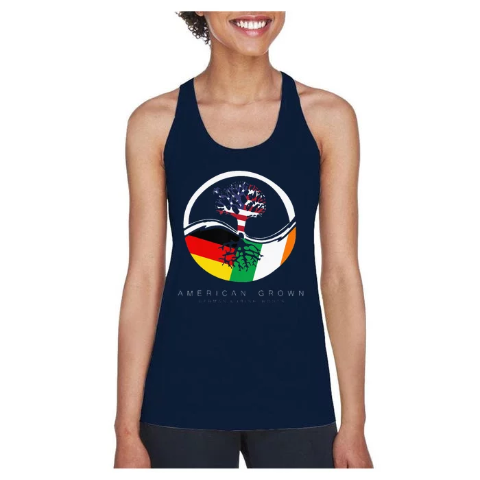 Irish German Roots American Grown With Flag Women's Racerback Tank