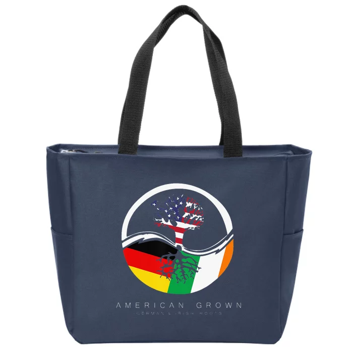 Irish German Roots American Grown With Flag Zip Tote Bag