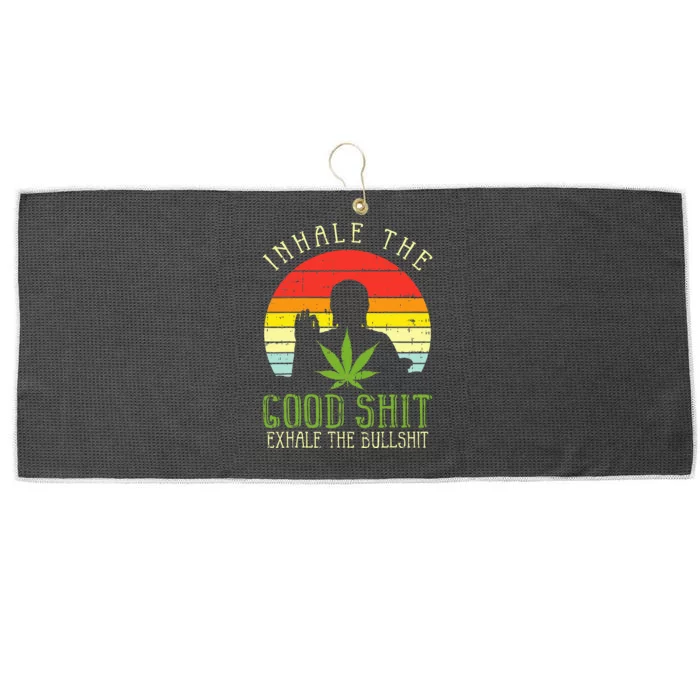 Inhale Good Shit Exhale Bullshit Weed Cannabis Yoga 420 Gift Large Microfiber Waffle Golf Towel