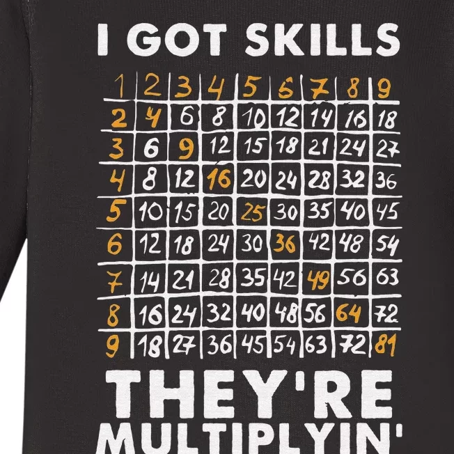 I Got Skills They're Multiplying Funny Math Teacher Students Baby Long Sleeve Bodysuit