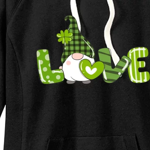 Irish Gnome Shamrock Heart Love St Patricks Day Cute Gift Women's Fleece Hoodie