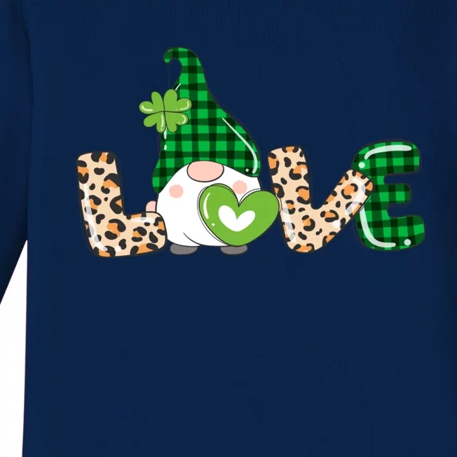 Irish Gnome Shamrock Heart Love St Patricks Day Meaningful Gift Baby Long Sleeve Bodysuit