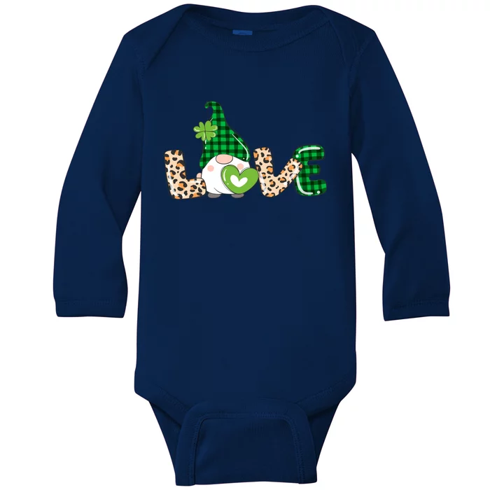 Irish Gnome Shamrock Heart Love St Patricks Day Meaningful Gift Baby Long Sleeve Bodysuit