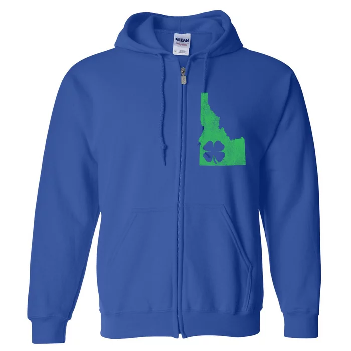 Idaho Gift St Patrick's Day Shamrock Clover Irish Paddy's Cool Gift Full Zip Hoodie