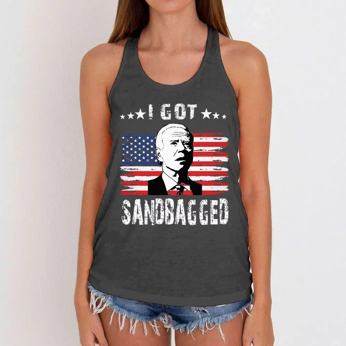 I Got Sandbagged Joe Biden Funny Quote Women's Knotted Racerback Tank