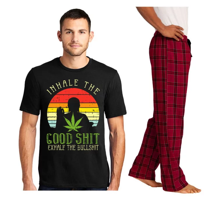 Inhale Good Shit Exhale Bullshit Weed Cannabis Yoga 420 Gift Pajama Set