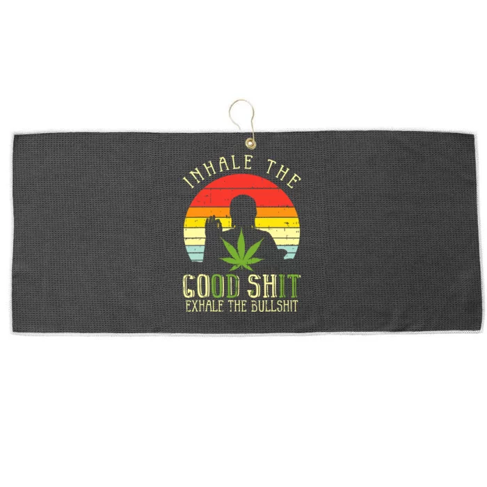 Inhale Good Shit Exhale Bullshit Weed Cannabis Yoga 420 Gift Large Microfiber Waffle Golf Towel