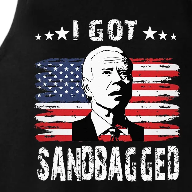 I Got Sandbagged Joe Biden Funny Quote Ladies Tri-Blend Wicking Tank