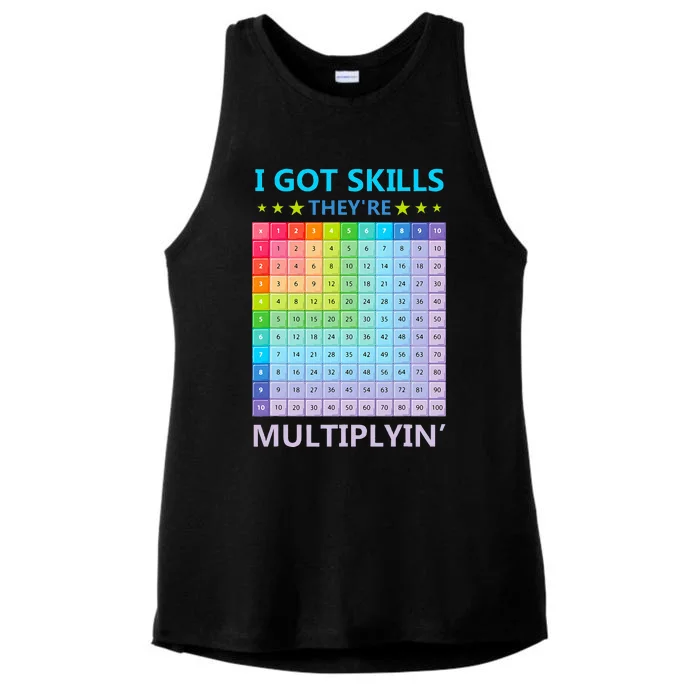 I Got Skills They're Multiplying Funny Math Teacher Ladies Tri-Blend Wicking Tank