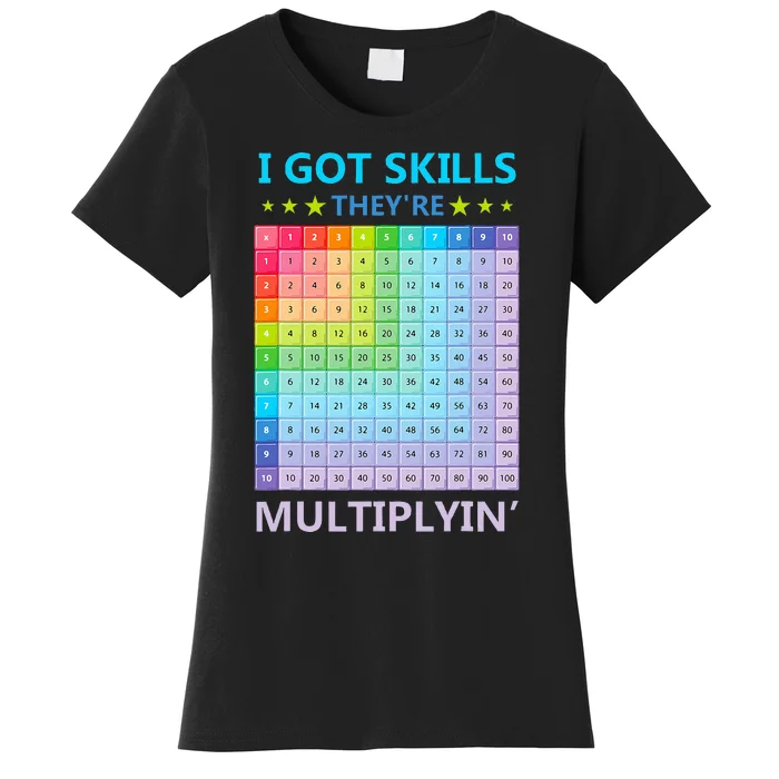 I Got Skills They're Multiplying Funny Math Teacher Women's T-Shirt