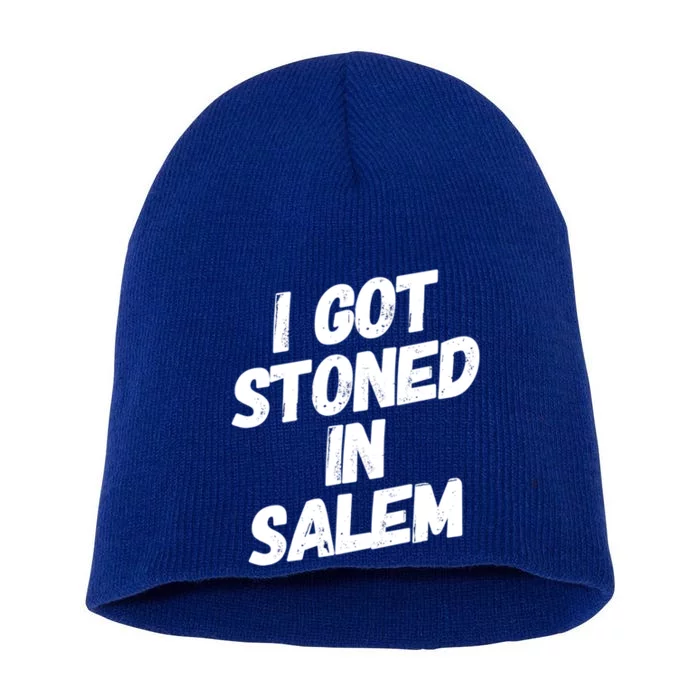 I Got Stoned In Salem Halloween Witches Stoner Cool Gift Short Acrylic Beanie