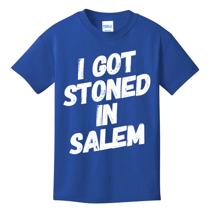 I Got Stoned In Salem Halloween Witches Stoner Cool Gift Kids T-Shirt