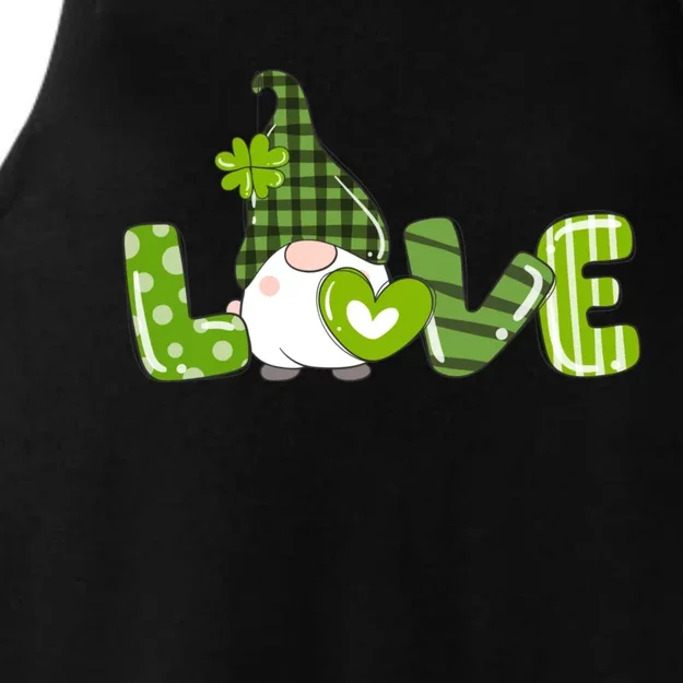 Irish Gnome Shamrock Heart Love St Patricks Day Gift Ladies Tri-Blend Wicking Tank