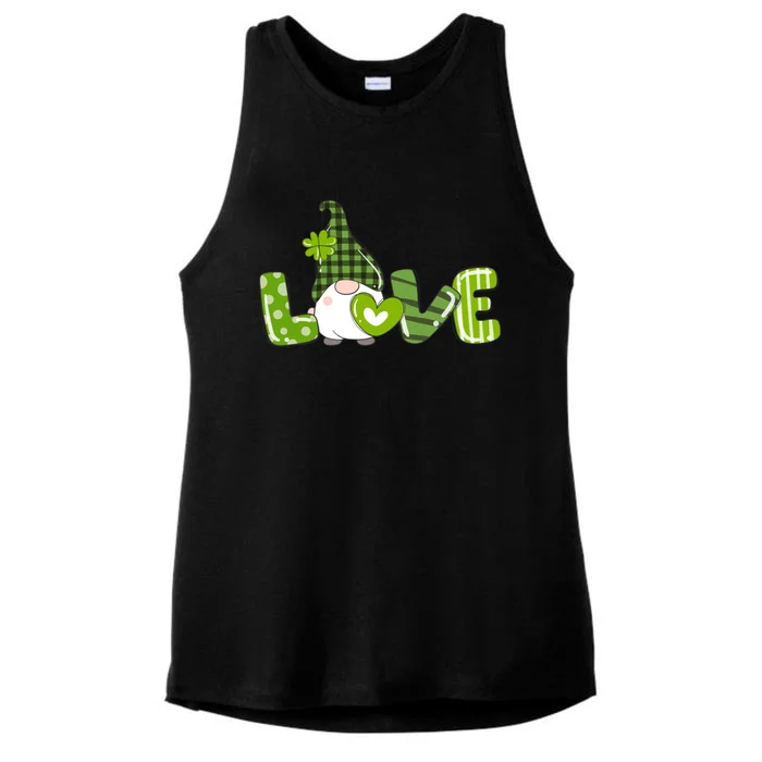 Irish Gnome Shamrock Heart Love St Patricks Day Gift Ladies Tri-Blend Wicking Tank