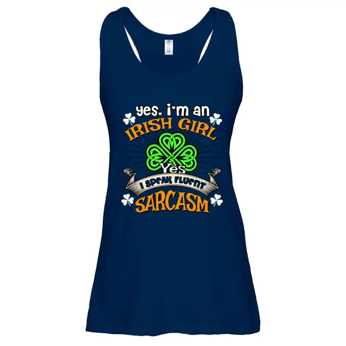 Irish Girl Speak Fluent Sarcasm Shamrock Happy St Paddys Day Ladies Essential Flowy Tank