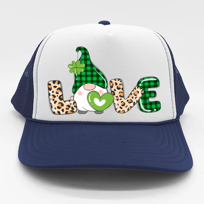 Irish Gnome, Shamrock, Heart, Love, St Patricks Day Trucker Hat