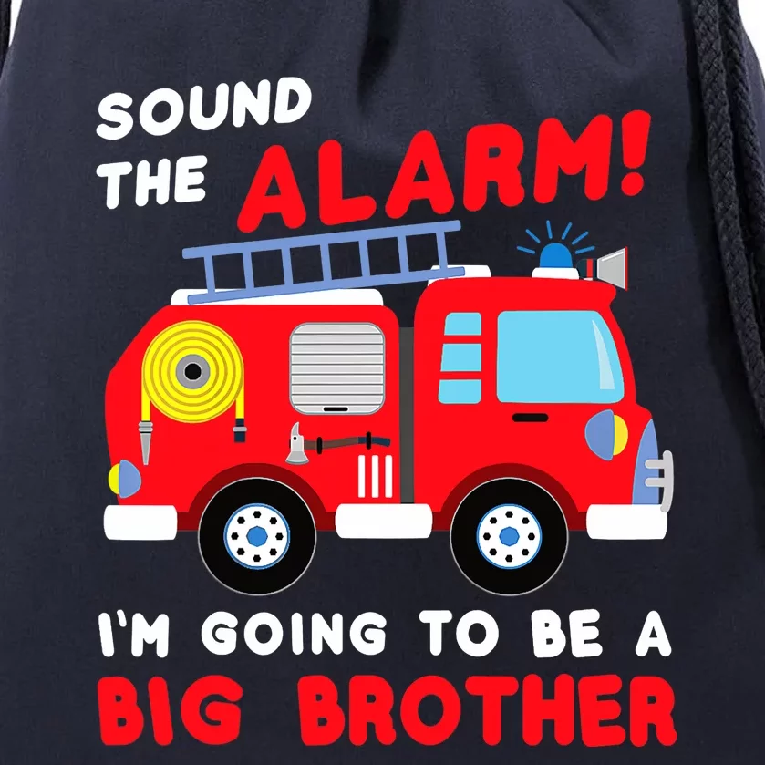 Im Going To Be A Big Brother Firetruck Baby Reveal Drawstring Bag