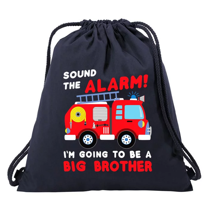 Im Going To Be A Big Brother Firetruck Baby Reveal Drawstring Bag