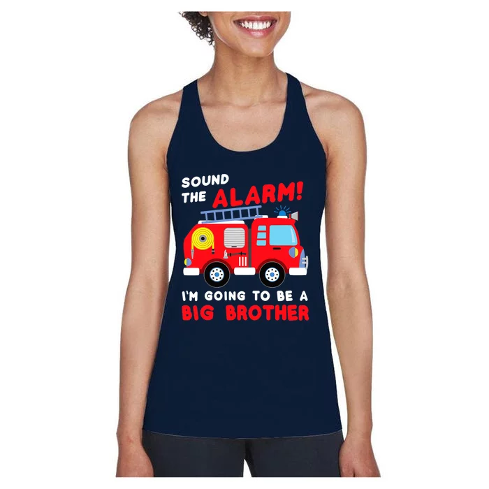 Im Going To Be A Big Brother Firetruck Baby Reveal Women's Racerback Tank