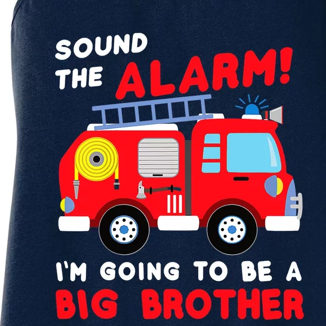 Im Going To Be A Big Brother Firetruck Baby Reveal Women's Racerback Tank