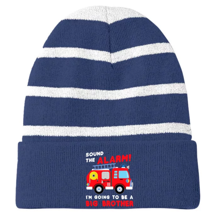 Im Going To Be A Big Brother Firetruck Baby Reveal Striped Beanie with Solid Band