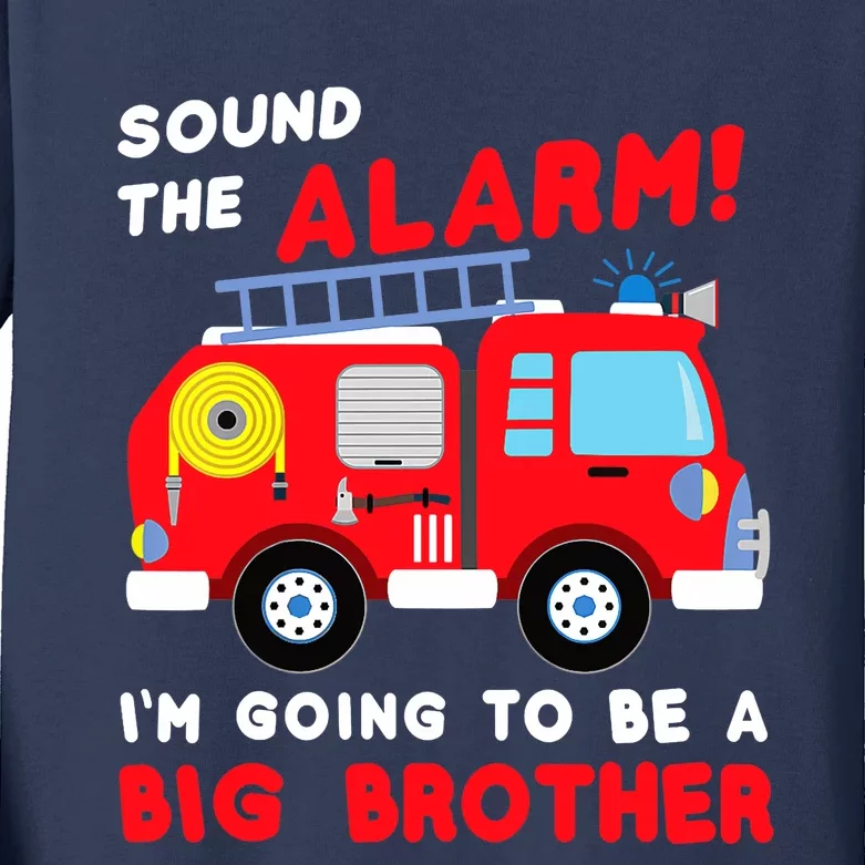 Im Going To Be A Big Brother Firetruck Baby Reveal Kids Long Sleeve Shirt