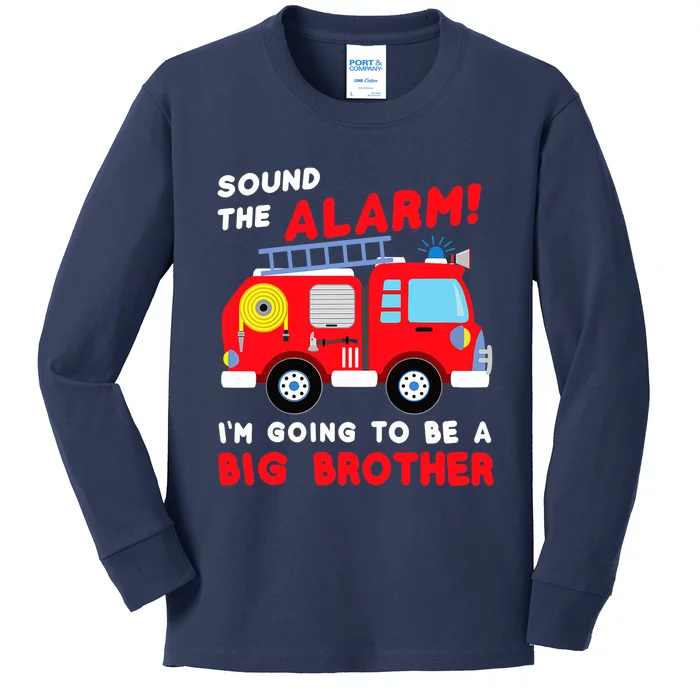 Im Going To Be A Big Brother Firetruck Baby Reveal Kids Long Sleeve Shirt