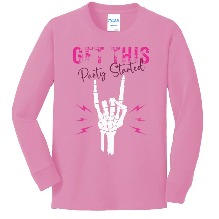 I Get This Party Started Skeleton Color Kids Long Sleeve Shirt