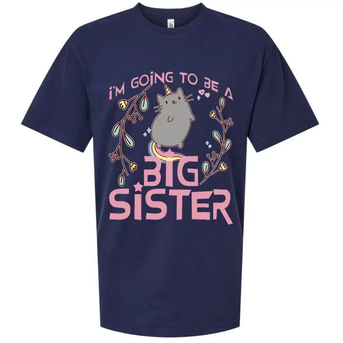 I'm Going To Be A Big Sister Unicorn Cat Sueded Cloud Jersey T-Shirt