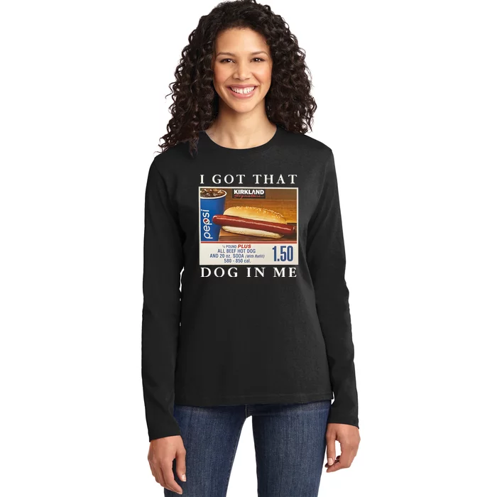 I Got That Hot Dog In Me Funny 4th of july Ladies Long Sleeve Shirt