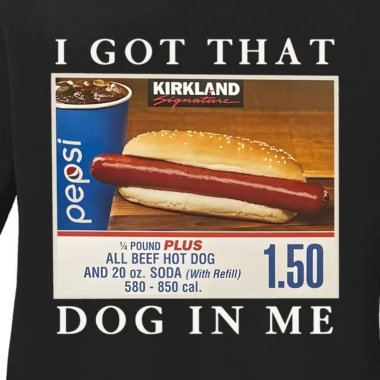 I Got That Hot Dog In Me Funny 4th of july Ladies Long Sleeve Shirt