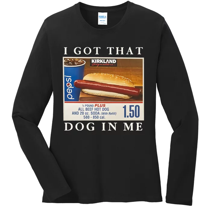 I Got That Hot Dog In Me Funny 4th of july Ladies Long Sleeve Shirt