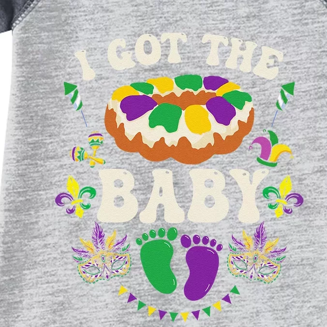 I Got The Baby Pregnancy Announcet Funny Mardi Gras Infant Baby Jersey Bodysuit