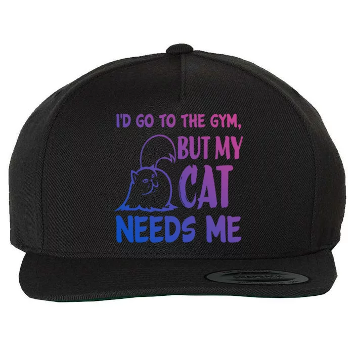 Id Go To The Gym But My Cat Needs Me Cute Gift Wool Snapback Cap