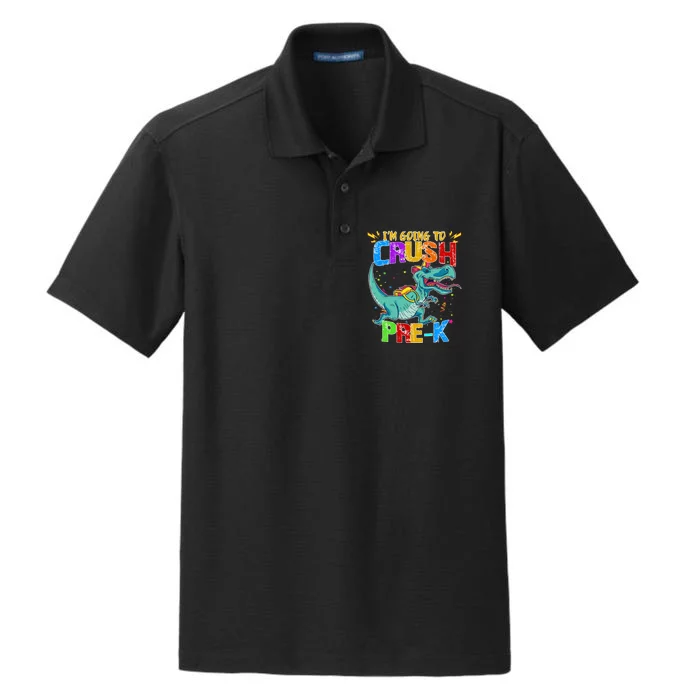 Im Going To Crush Pre K Dino Back To School Dry Zone Grid Performance Polo