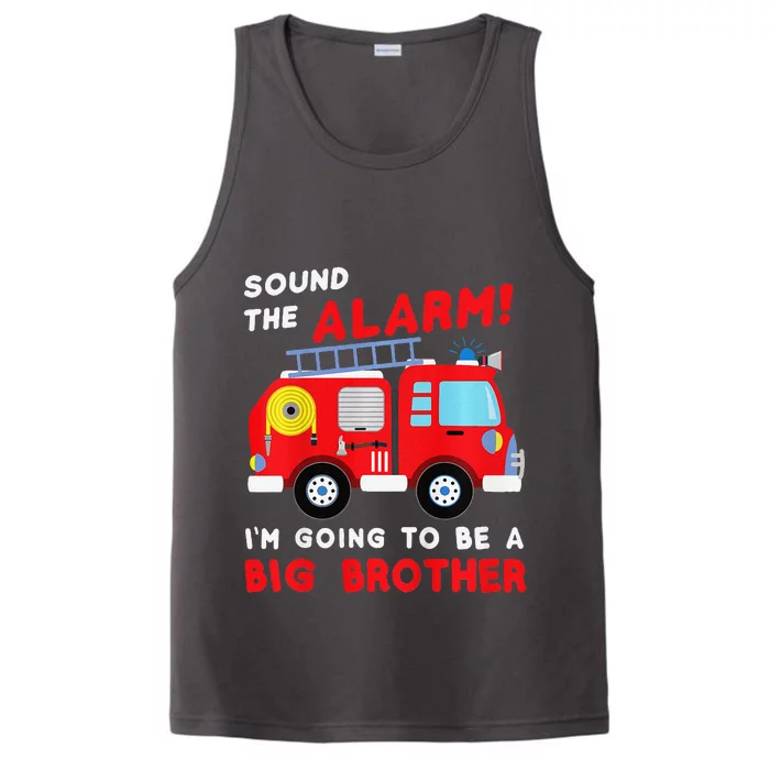 Im Going To Be A Big Brother Firetruck Baby Reveal Performance Tank